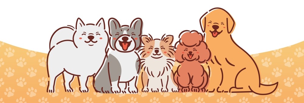 Happy dogs group illustration
